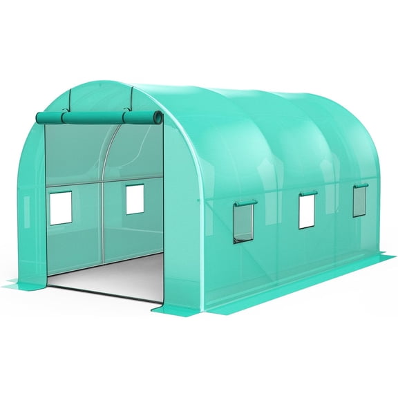 Walk-in Greenhouse, Portable Green House with Door & Windows, Thicken PE Cover & Steel Frame, Easy Setup for Planting (Indoor/Outdoor)