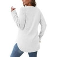thumbnail image 3 of Ahdbta Long Sleeve Henley Shirts for Women Button V-Neck Fall Tunic Tops Loose Fit Dressy Crewneck Pullover Sweaters with Curved Hem, 3 of 7