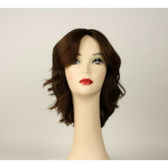 European Human Hair Freeda Wig Regina Brown With Reddish Highlights Multi-Directional Skin Top Size L