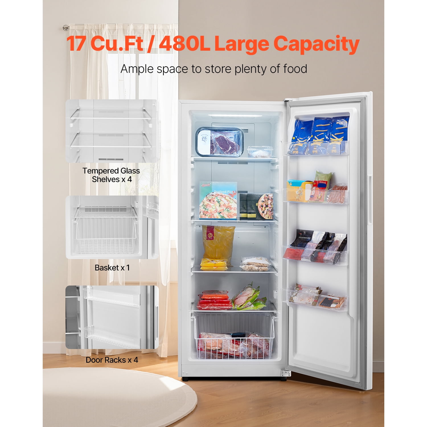 KFFKFF Convertible Upright Freezer/Refrigerator, Upright Freezer/Refrigerator, Cold Rolled Steel Coating PCM HIPS, 28×31.8×68 in