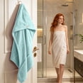 thumbnail image 6 of Microfiber Hair Drying Towel Wrap Super Absorbent Quick Dry Turban with Button Closure Soft Hair Cap for Women After Shower Bath, 6 of 6