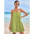 thumbnail image 3 of OYOANGLE Women's Summer Cami Dress Ruffle Swing Shirred Mini Short Dresses Green S, 3 of 6