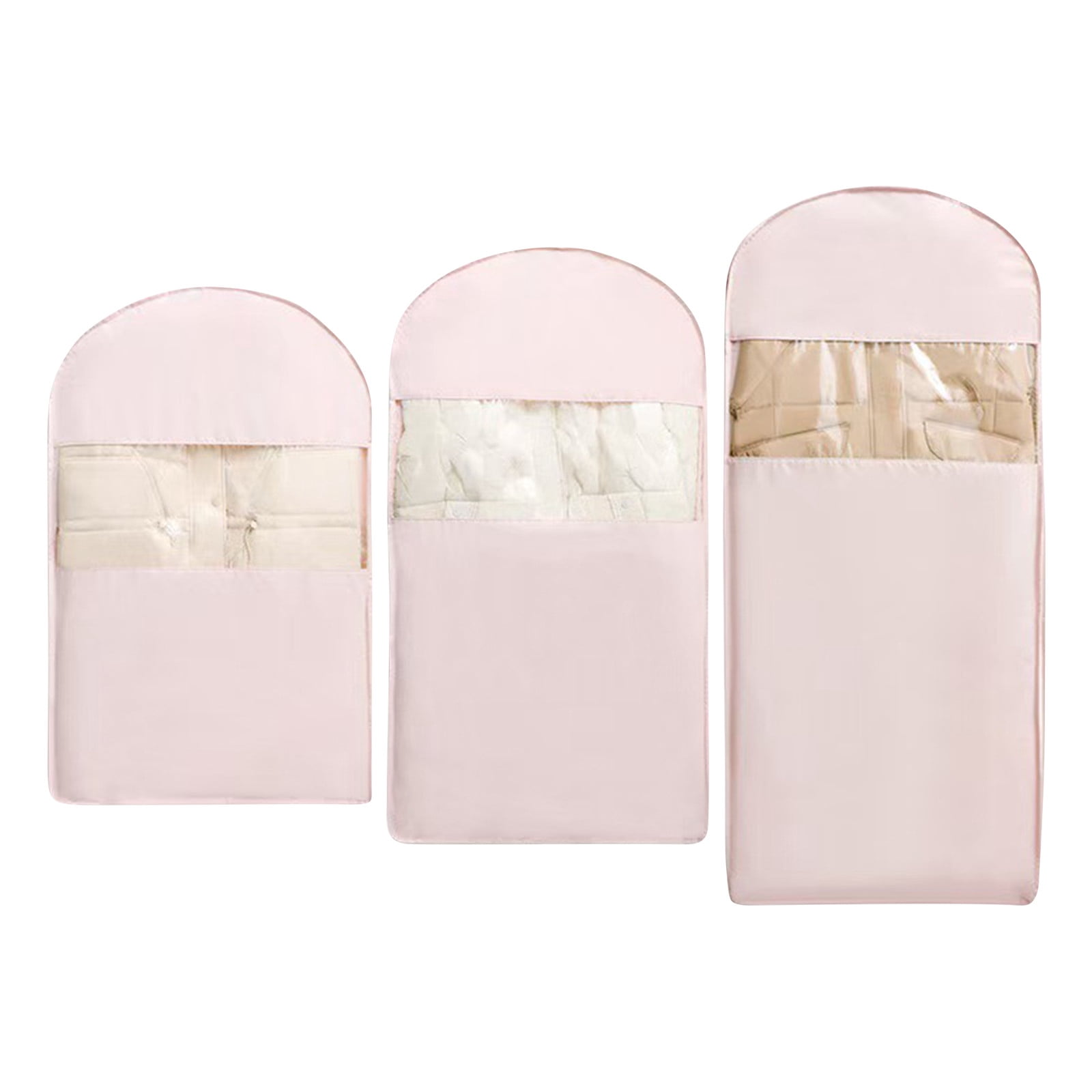 IFNWSV Space Saving Hanging Garment Bag with Self Compression Zipper Space Closet Organizers Cover Clothes Bags for Down Coat Beige Large 2pcs,22.83x51.18in