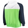 thumbnail image 3 of Men's New Era Neon Green/College Navy Seattle Seahawks Big & Tall League Raglan Quarter-Zip Hoodie, 3 of 3