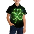 thumbnail image 2 of Blusa y camisa de manga corta con cuello vuelto, moderna e informal, con estampado del Día de San Patricio, con bolsillo, para uniforme escolar, para niños y niñas de 2 a 15 años., 2 of 7