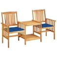 thumbnail image 1 of vidaXL Garden Chairs with Tea Table and Cushions Solid Acacia Wood, 1 of 5