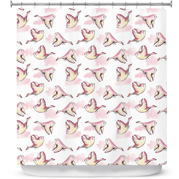 Shower Curtains 70" x 93" from DiaNoche Designs by Zara Martina - Cotton Candy Bird