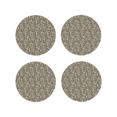 

Matuu Flower Rose for Cup Coasters Set of 4 Leather Coasters Desk Coasters for Office Measures 4” x 4”-Round Shape