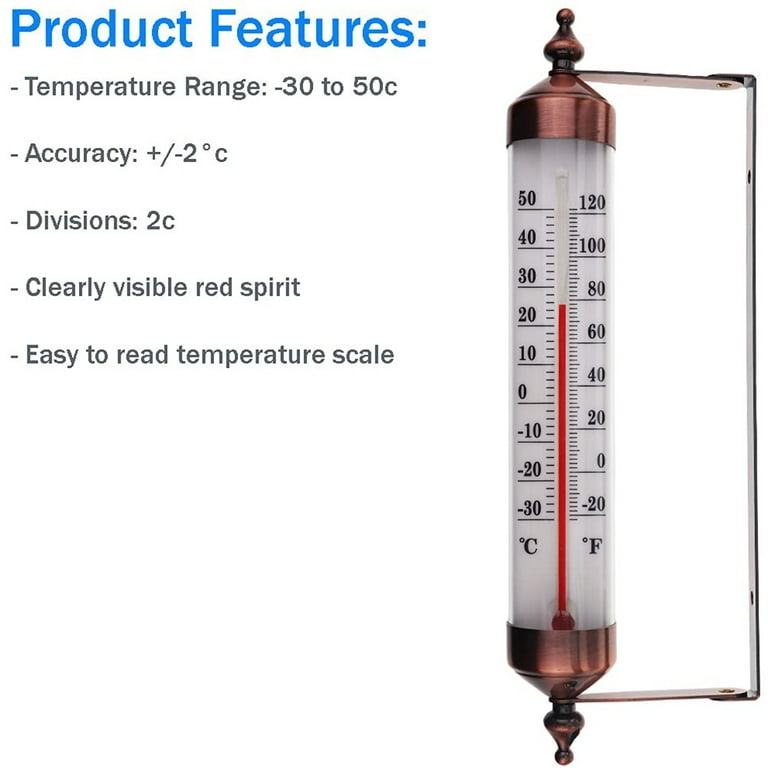 Geege Outdoor Thermometer Garden Patio Outside Wall Greenhouse Sun Terrace