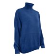 thumbnail image 5 of Herrnalise Women's Cable Cropped Sweater Long Sleeve Crewneck Pullover Knit Jumper Top Navy,M, 5 of 5