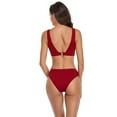 thumbnail image 2 of SWSMCLT Women's Summer Bikini Set 2 Piece Bathing Suit Cheeky Swimsuit Beach Padded Short Mid Rise Swimming Red 14, 2 of 4