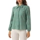 thumbnail image 4 of Camisa elegante de mujer Allegra K con mangas largas abullonadas y cuello de botón, talla XL, color verde guisante, 4 of 5