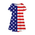 thumbnail image 5 of TJAZFJPA Robes Filles Enfants Tout-Petits Bébés Filles Printemps Été Imprimé Manches Courtes Mode Active Quotidienne Intérieur Extérieur Jour de l'Indépendance Américaine Robe Princesse Robe de Fête Filles, 5 of 5