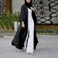 thumbnail image 2 of XIAOCHA Womens Striped Abaya Loose Open Front Three Quarter Sleeves Maxi Cardigan Lightweight Modest Islamic Abayas, 2 of 4