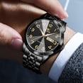 thumbnail image 4 of OLEVS Watches for men Business Dress Luxury Casual Digital Analog Quartz Stainless Steel Waterproof Luminous Date Men Wrist Watches reloj para hombre Black Dial, 4 of 14
