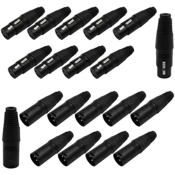 3-Pin XLR Cable Connector 10 Pairs Male & Female Plug Cable Connector Microphone Audio Socket