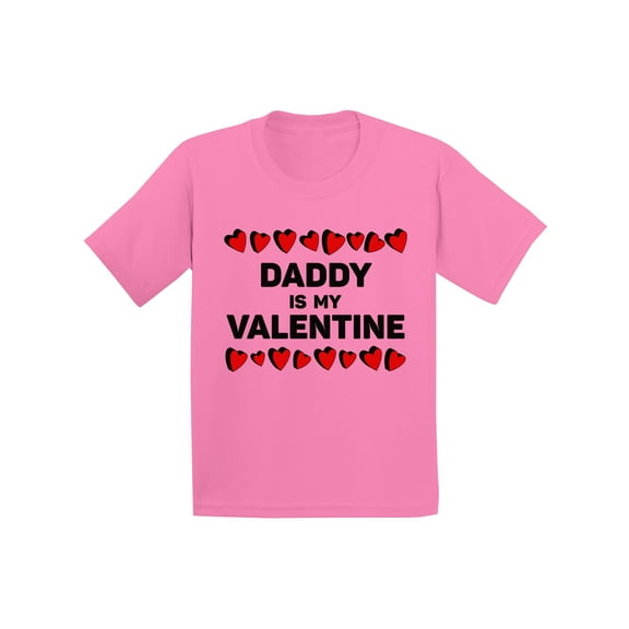 Awkward Styles Daddy Is My Valentine Youth Shirt Valentine's Day Tshirt for Girls Dad Daughter Gifts Valentine Day Shirt Cute Gifts for Girls Dad Valentine's Day Tshirt for Kids Fun Princess Daddy