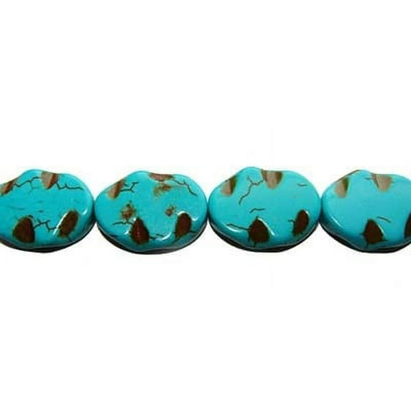 15x20mm 21 Beads Turquoise/Howlite Wavy Oval Beads For Jewelry Making