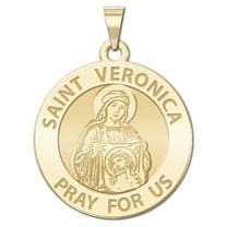 Picturesongold.Com Saint Veronica Religious Medal Necklace Pendants Female - 1 inch 14K Yellow Gold