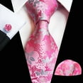 thumbnail image 4 of YAOBAMM Polyester Yarn Material Tie Pocket Scarf Cufflinks Set 3Pcs Set Men Exquisite Plum Pattern Tie Pocket Scarf Cufflinks Vibrant Handkerchief Brooch Suit Accessories, 4 of 6