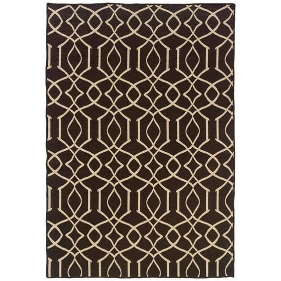 Riverbay Furniture 5' x 8' Hand Woven Irongate Wool Rug in Brown