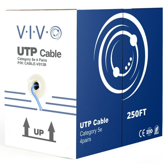 VIVO Blue 250ft bulk Cat5e LAN Ethernet Cable / Wire UTP Pull Box 250 ft Cat-5e