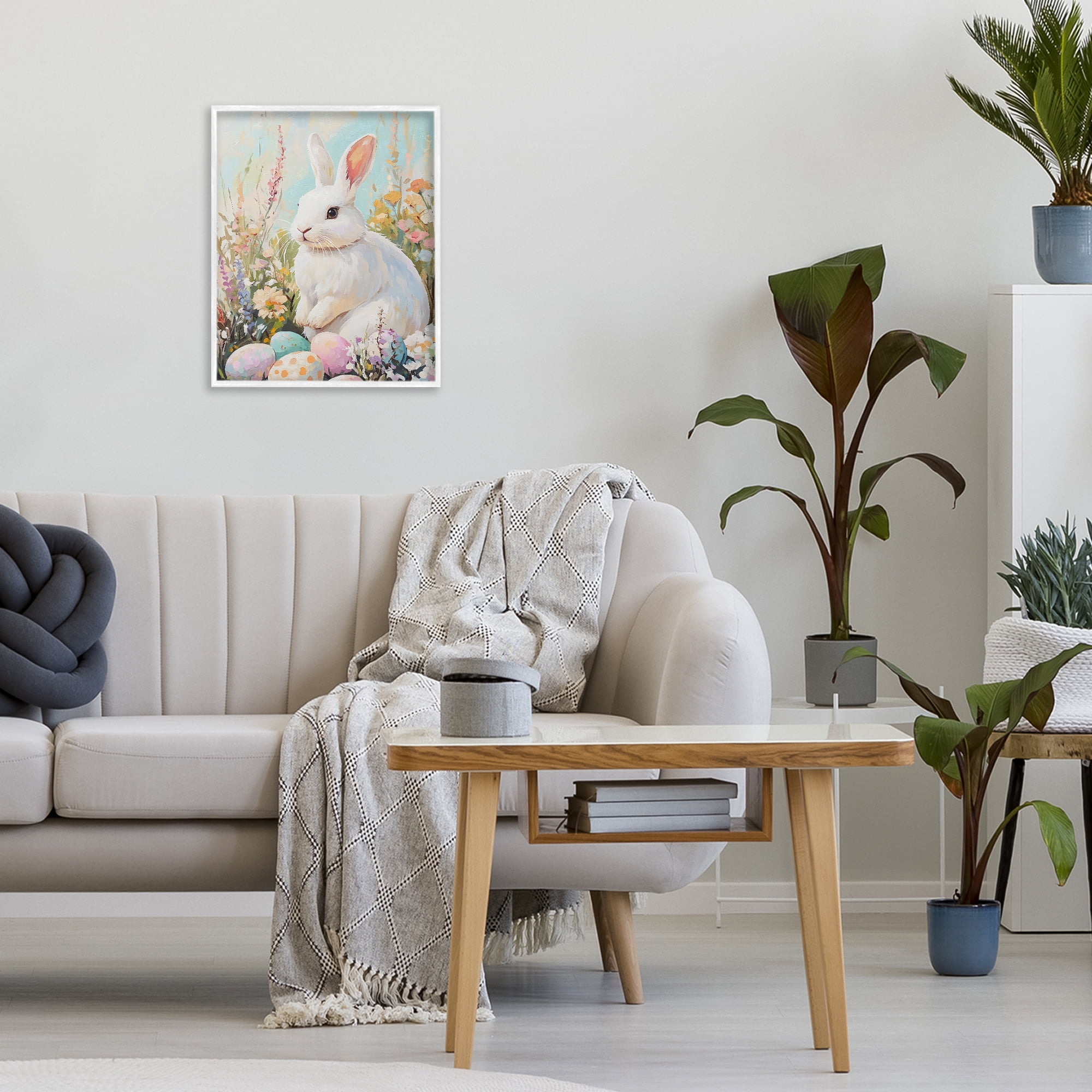 Stupell Industries White Easter Bunny in Wildflowers White Framed Giclee Art, design by The Prints Vibe