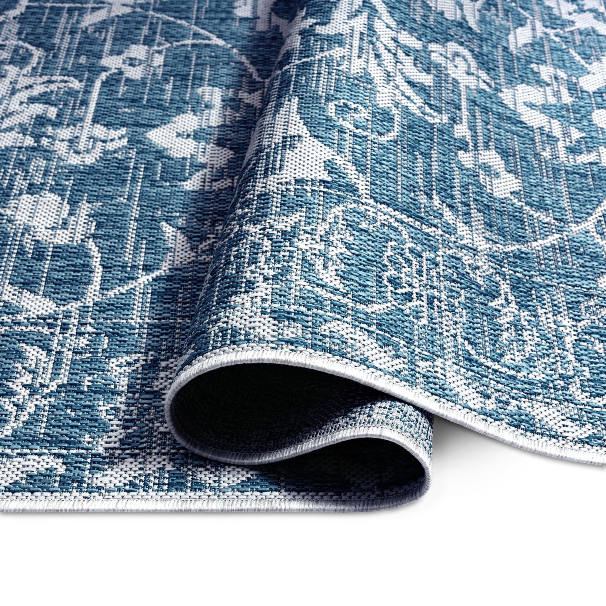 Nicole Miller New York Patio Country Ayala Botanical Floral Indoor/Outdoor Area Rug, Aqua/Ivory , 7'9"x10'2"
