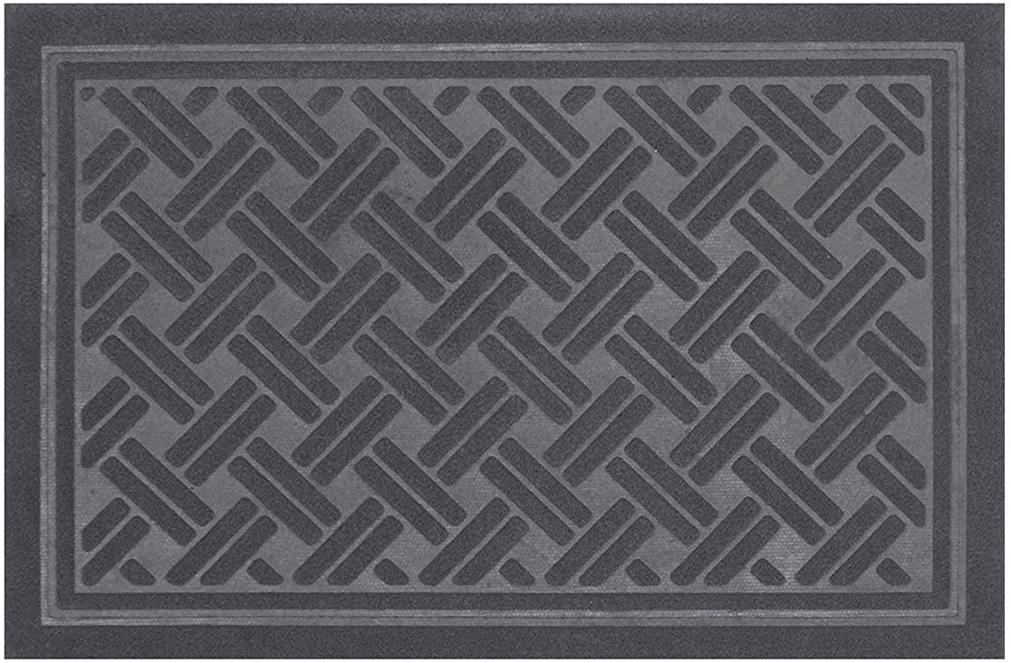 Indoor Outdoor Entrance Rug Floor Mats Shoe Scraper Doormat Non Slip Rubber Backing Heavy Duty Door Mat Waterproof Low-Profile Mats for Entry Garage High Traffic Areas (24x16 inch, Gray)
