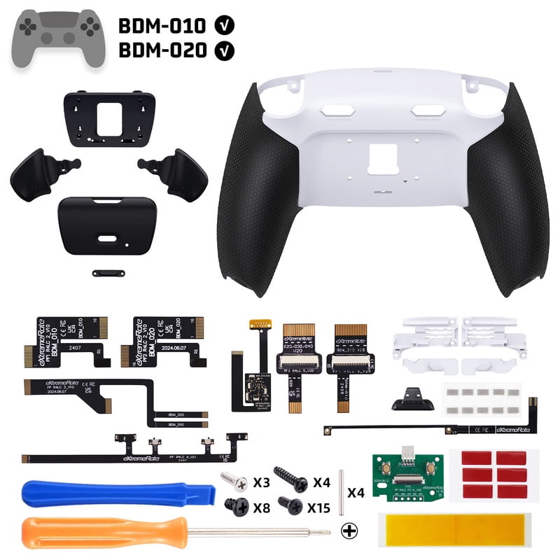 eXtremeRate RISE Plus MAX Back Paddles Kit with Clicky Trigger Stops & Rubberized Grip , Black Remappable Back Buttons Kit for PS5 Controller BDM-010/020- White Black -NO Controller