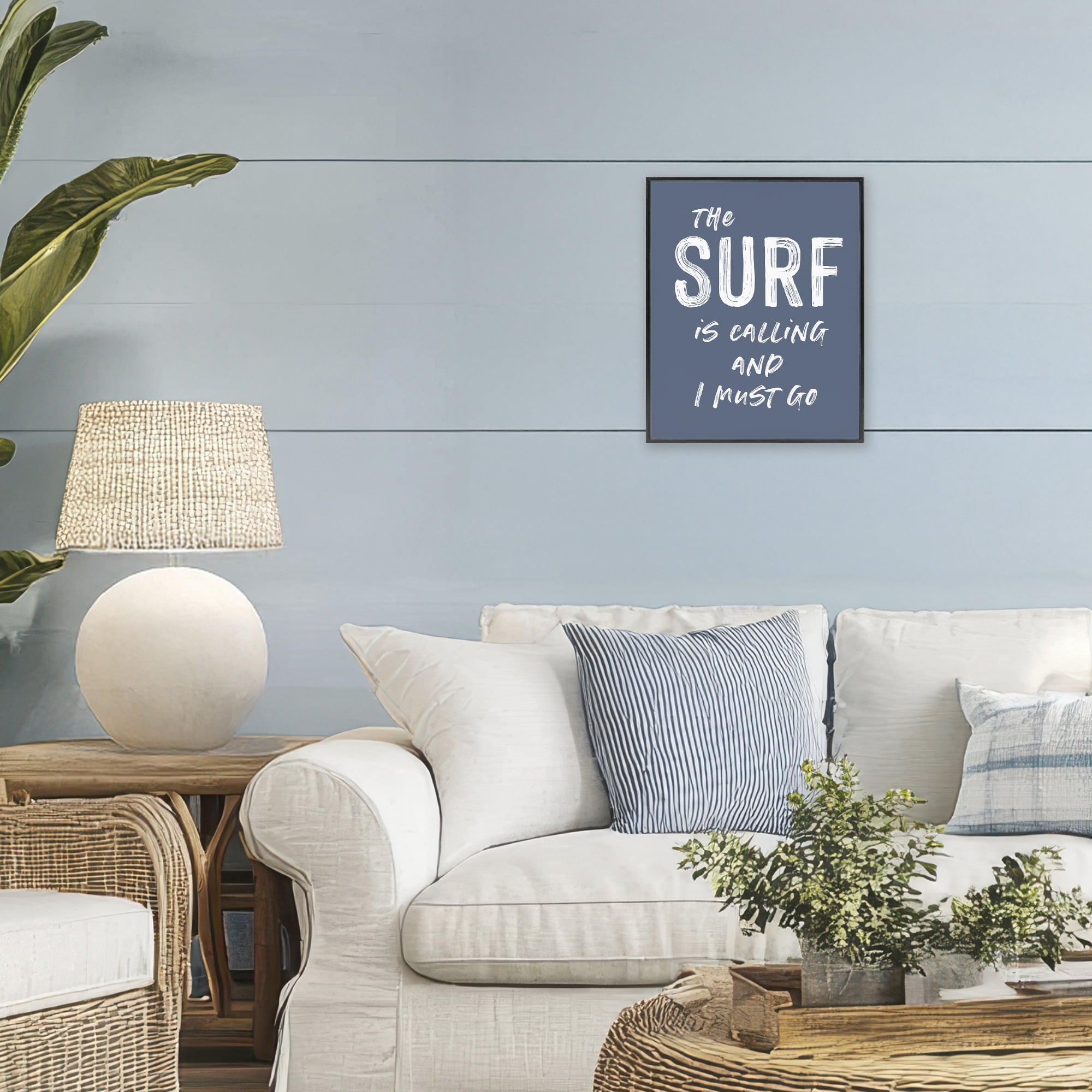 Surf Is Calling Must Go Black Framed Giclee Art, design by Lettered and Lined