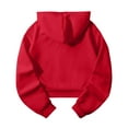 thumbnail image 6 of UAMVSH Women's Drawstring Cropped Hoodie Casual Plain Pullover Oversized Long Sleeve Drop Shoulder Athletic Sweatshirts(Small,Red), 6 of 6