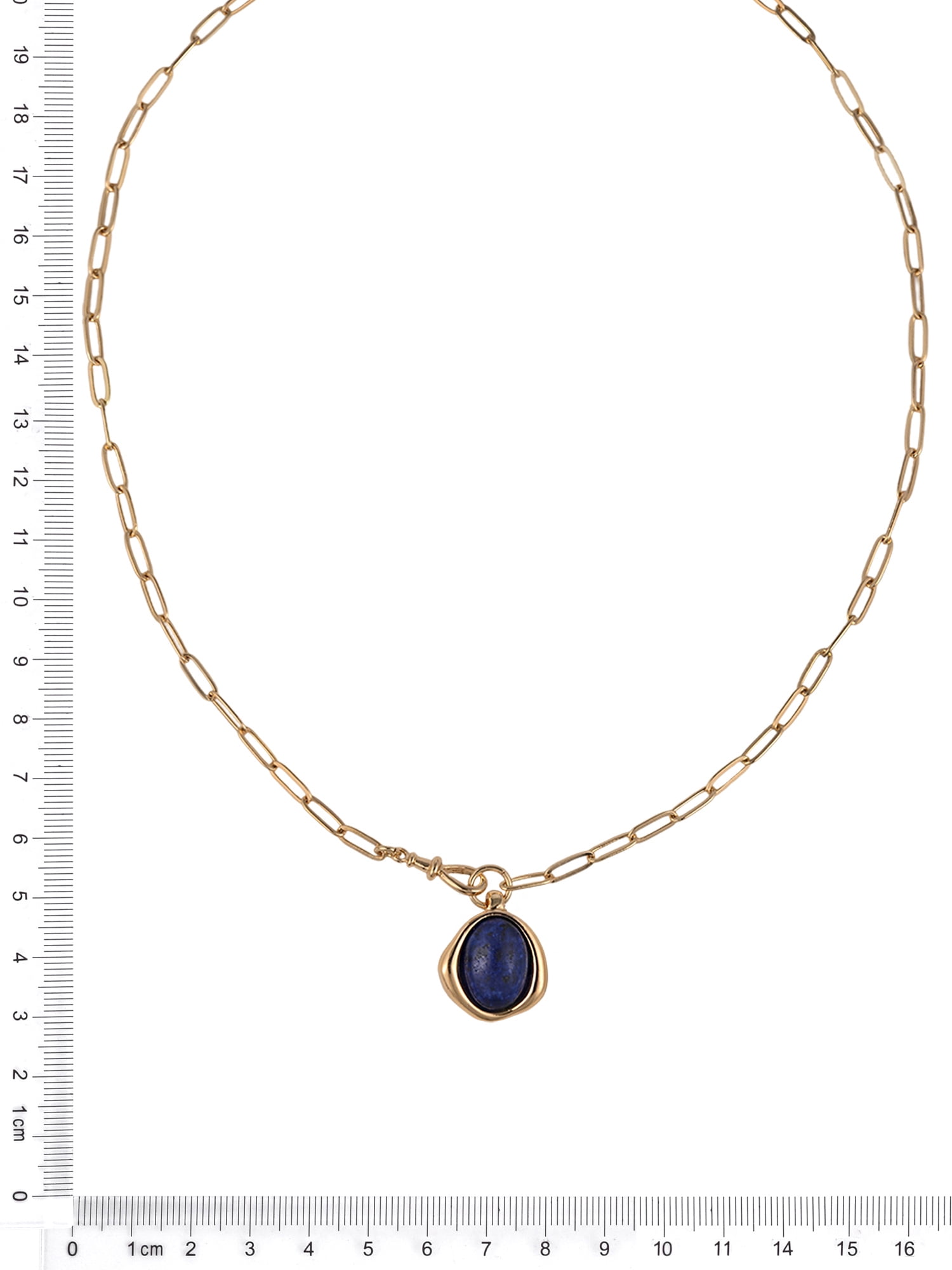 Time and Tru Goldtone Lapis Lazuli Round Pendant Necklace