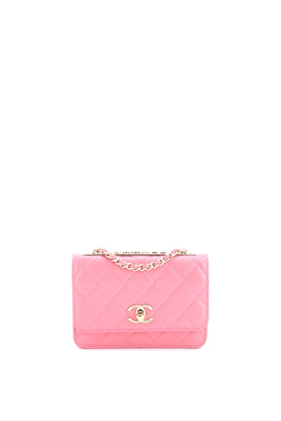 Pre-Owned Trendy CC Wallet on Chain Quilted Lambskin Mini By Rebag