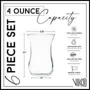 Vikko 4 Oz Turkish Tea Glasses Authentic Tulip-Shaped Turkish Tea Cups 6-Pc Kitchen Set