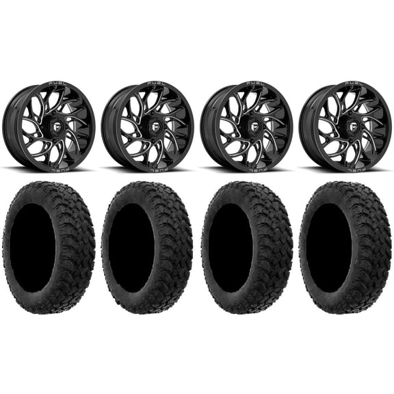Fuel Runner 18" Wheels Black 33" MotoHammer Tires Kawasaki Mule Pro FXT