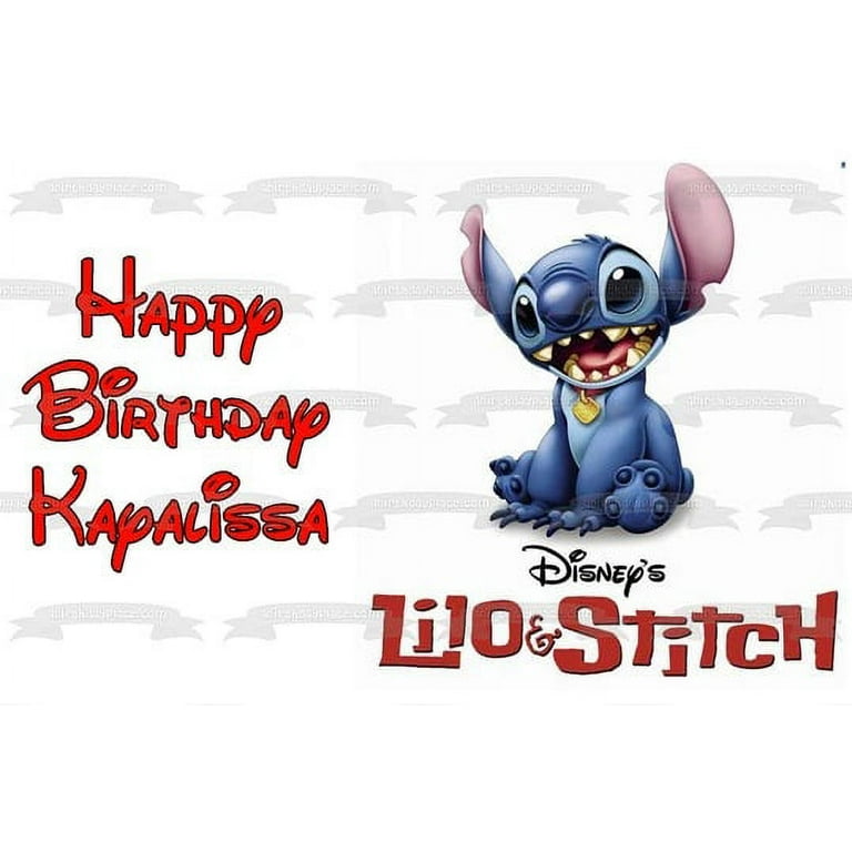 Disney Lilo&Stitch Glitter Paper Cake Topper Hanppy Birthday Cake