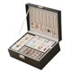 thumbnail image 3 of Joyero de gran capacidad, caja de almacenamiento de joyería negra de doble capa con cerradura para mujer, viaje a casa, 3 of 10