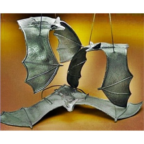 6 Rubber Hanging Bats on Strings 13 Inch