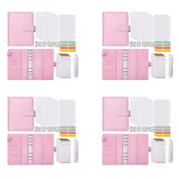 4X Carpeta de Presupuesto A6 con Sobres con Cremallera, Planificador de Presupuesto, Libro, Organizador de Ahorro de Dinero, Sobres de Efectivo para Presupuestos, Color Rosado
