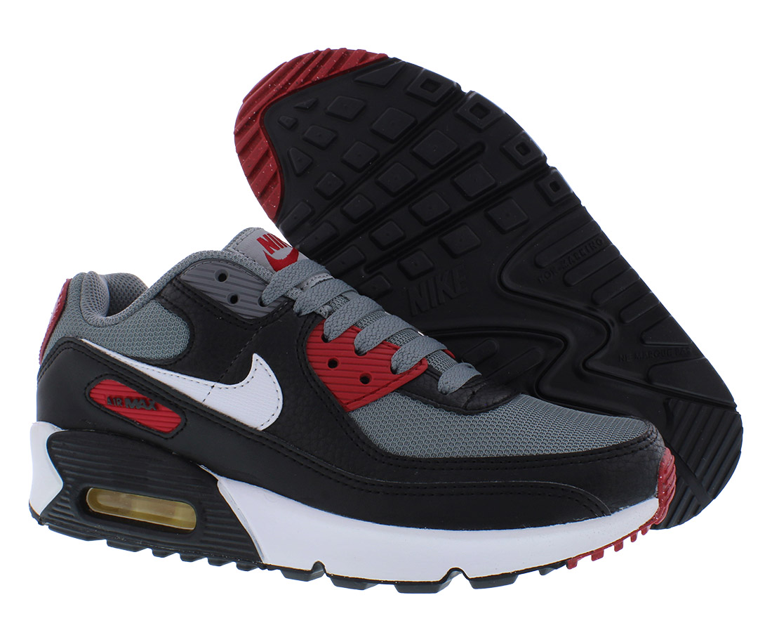 Nike Air Max 90 Next Nature GS Boys Shoes Size 7, Color: Black/White Cool Grey/Gym Red