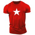 thumbnail image 2 of TSADFHJI Débardeurs d'Entraînement pour Hommes Automne T-Shirt à Manches Courtes Col Rond Imprimé Étoile Mode Simple m, 2 of 4