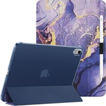 Clear Case for iPad (A16) 11th Generation 11 Inch (2025).iPad 10th Generation 10.9" (2022),Stand Cover with Hard Translucent Back, Support Touch lD,Auto Wake/Sleep&Stylus Holder-MarblePurple