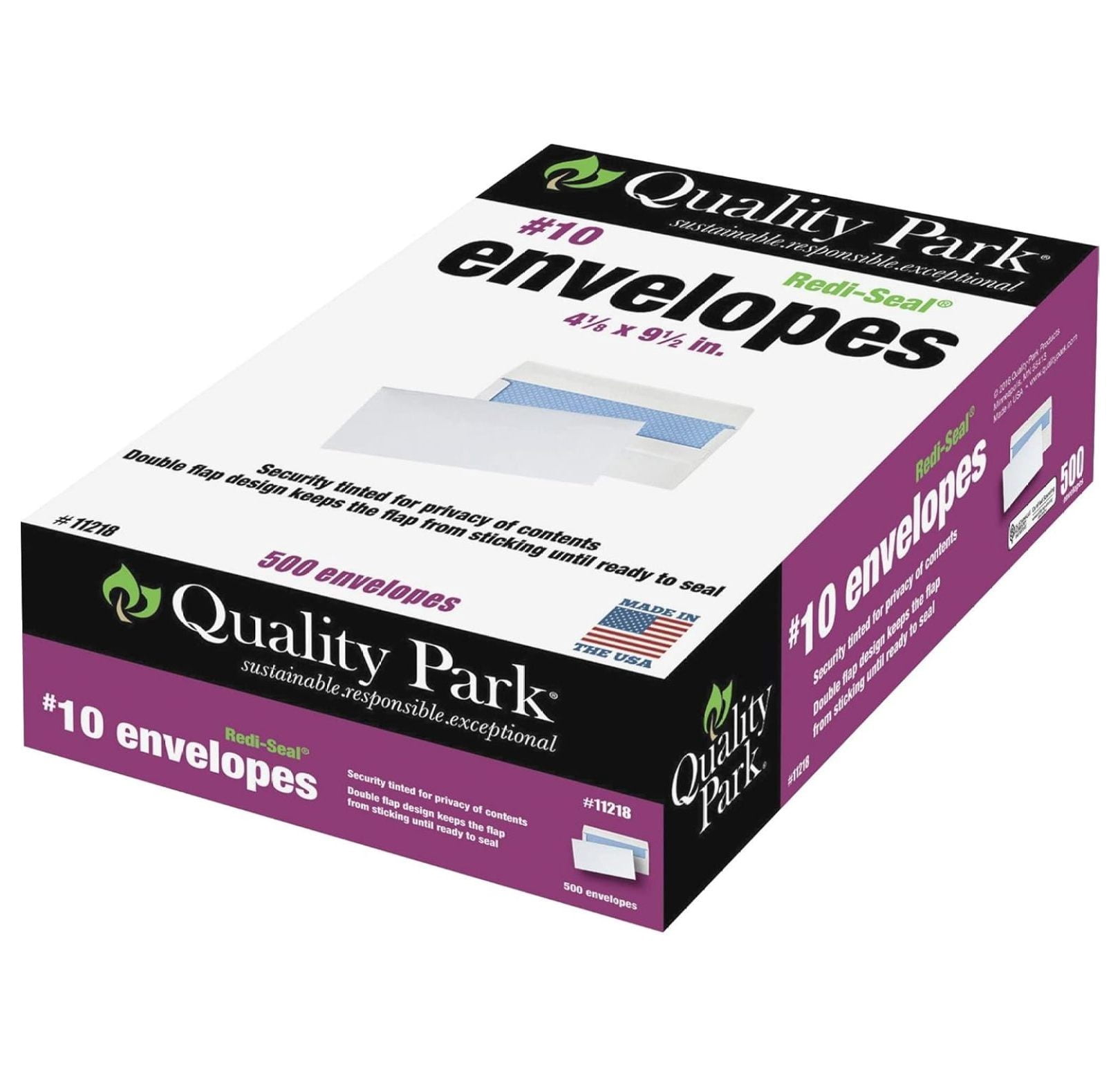 #10, Redi-Seal Security Tint Business Envelopes, Self-Seal, 24-lb, White, 500/Box (11218)