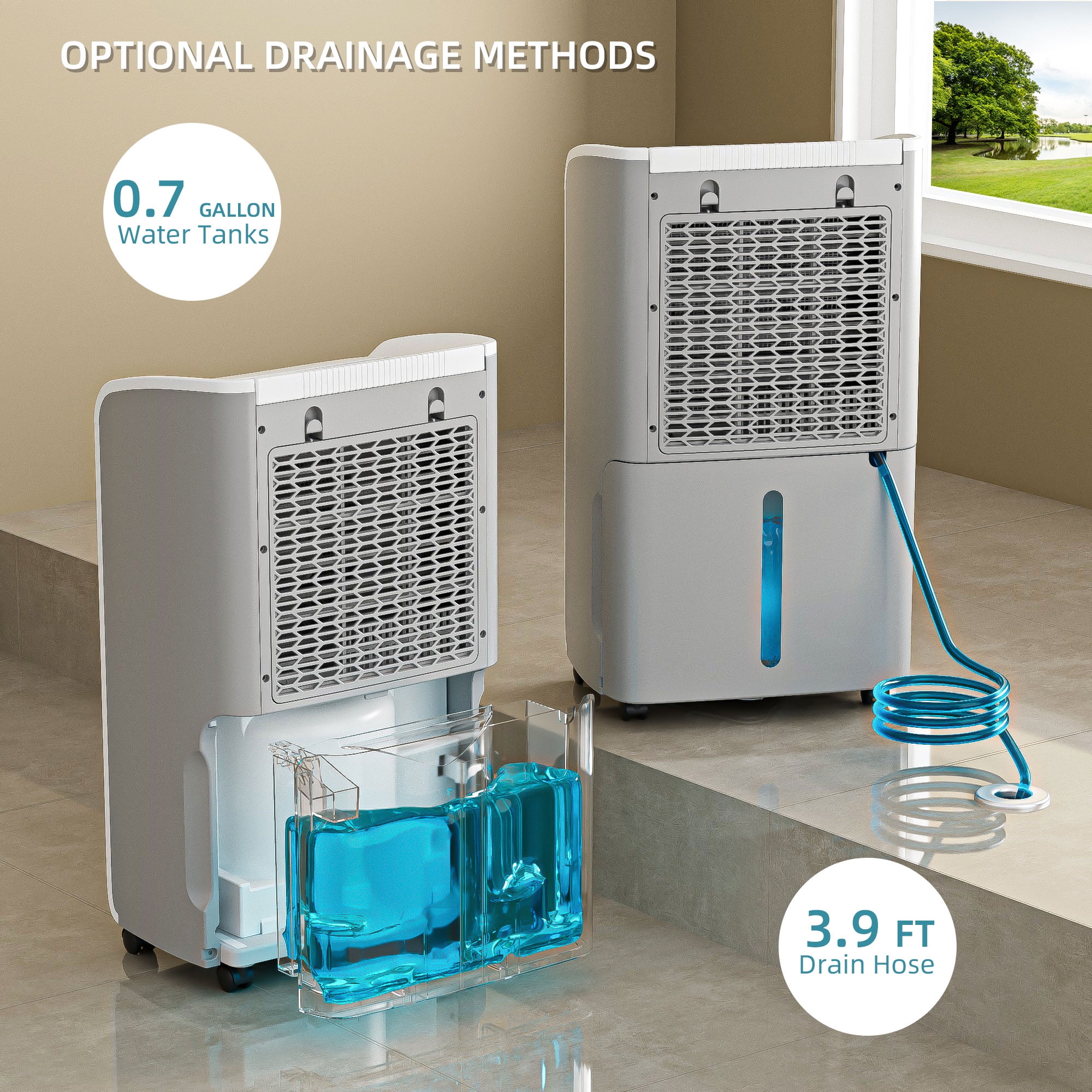 Rocyis Small Compressor Dehumidifier, 70 Pints, Programmable, Purifier for Home, 4,500 Sq. Ft.
