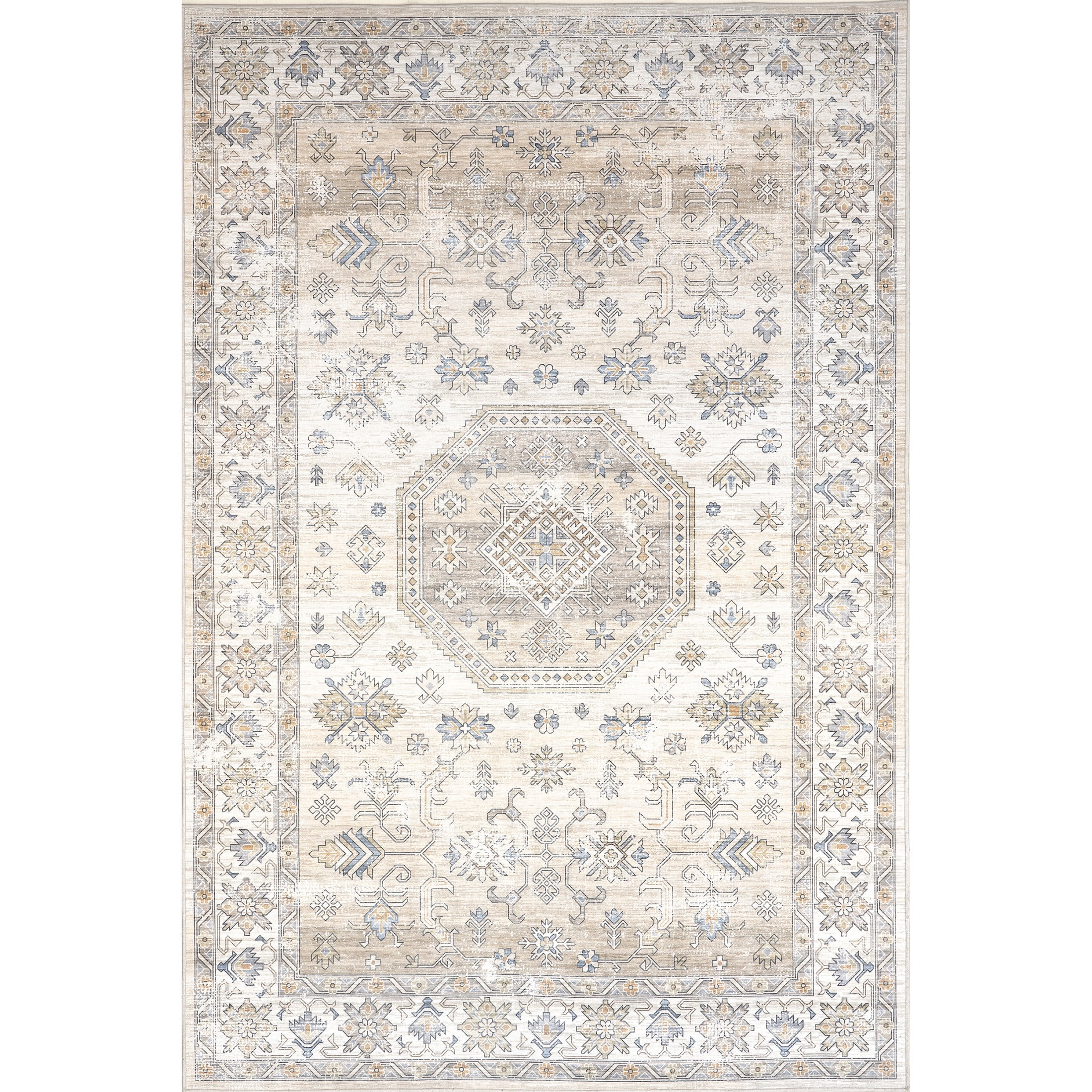 nuLOOM Darby Persian SplashGuard Machine Washable Area Rug, 8' x 10', Darby Beige