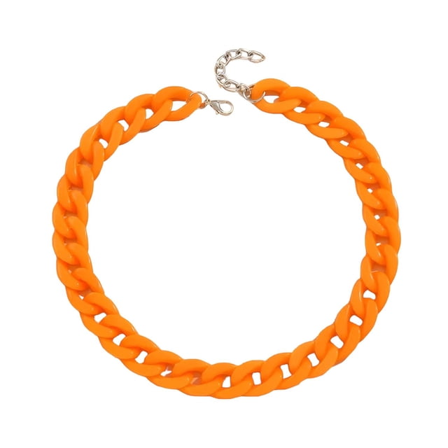Cadena Collar Acrílico IRONICO Urbana Cubana Unisex naranja unitalla