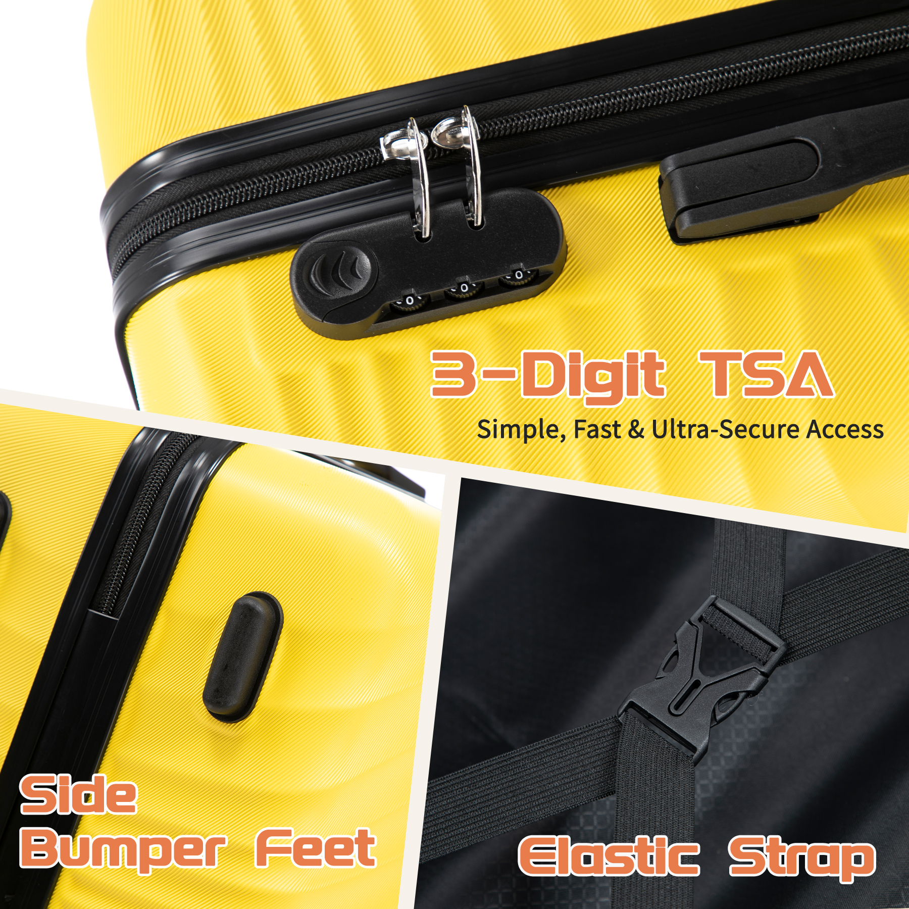Rosamo 3-Piece Luggage Set Yellow photo 5