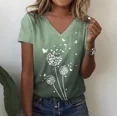 thumbnail image 3 of 2024 Summer New 3d Flower Print V-neck Short Sleeve Blouse Fashion T-shirts For Women Clothing Y2k Tee graphic t shirts, 3 of 7
