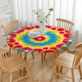 thumbnail image 3 of Colorful Tie Dye Flower Pattern Round Fitted Tablecloth with Elastic Edge,Dining Table Cover Waterproof,Outdoor Round Tablecloth for Camping,Dining,Indoor and Outdoor, 3 of 7